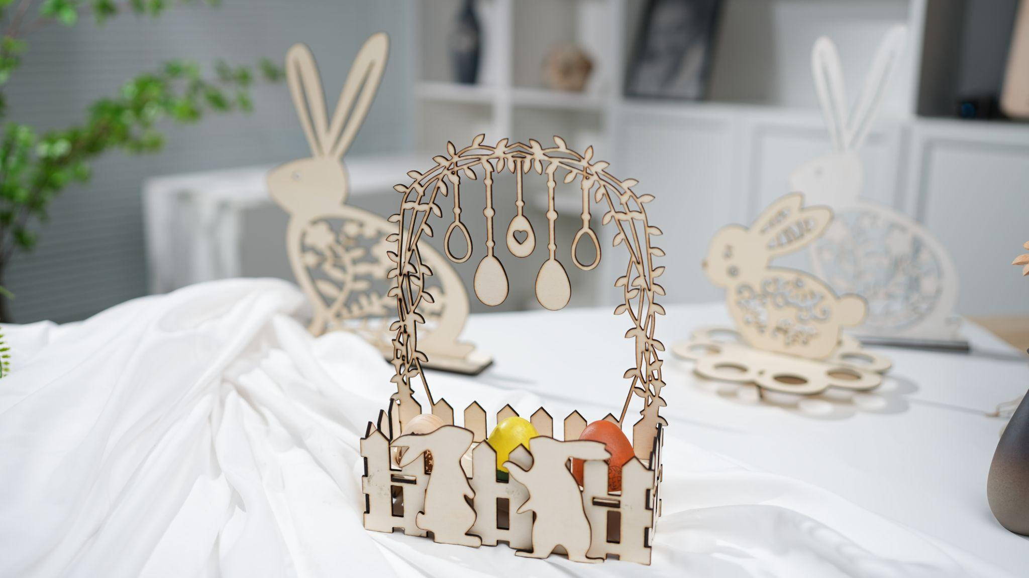 Laser Cut Easter eggs basket 1