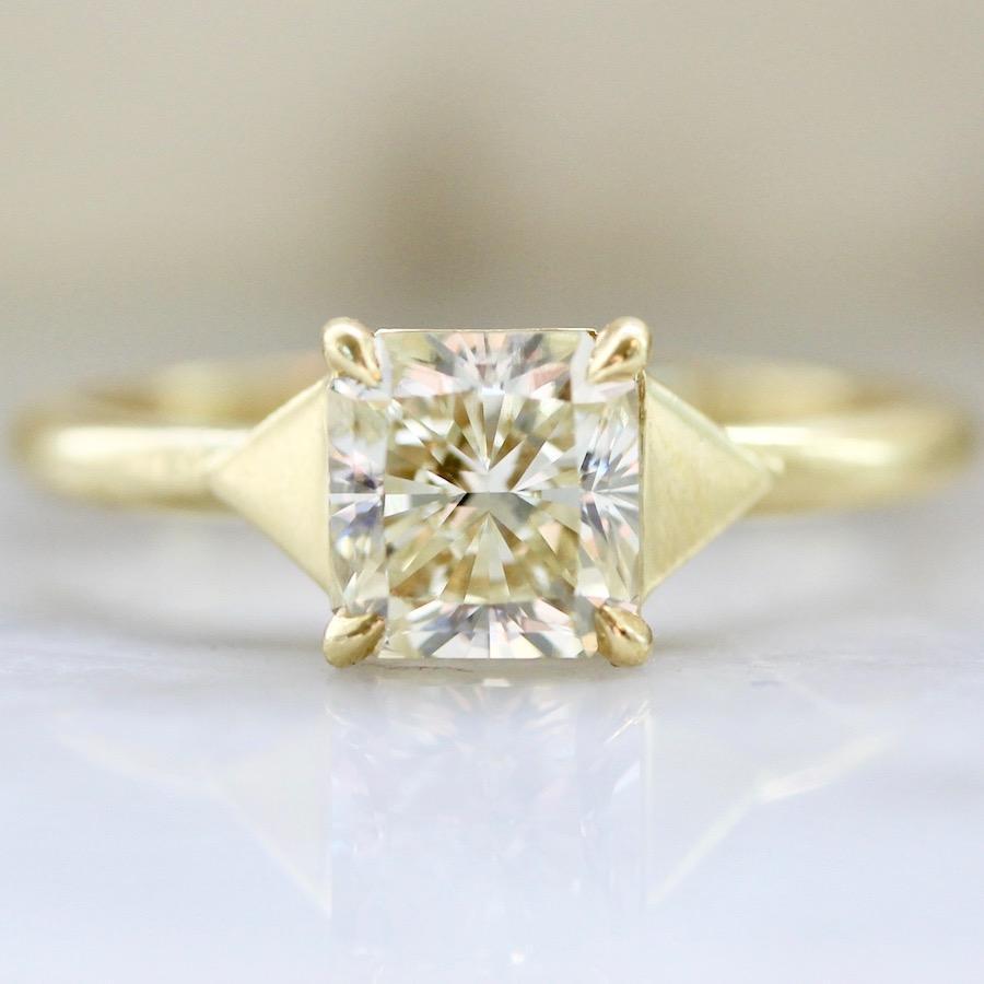 champagne radiant cut diamond ring
