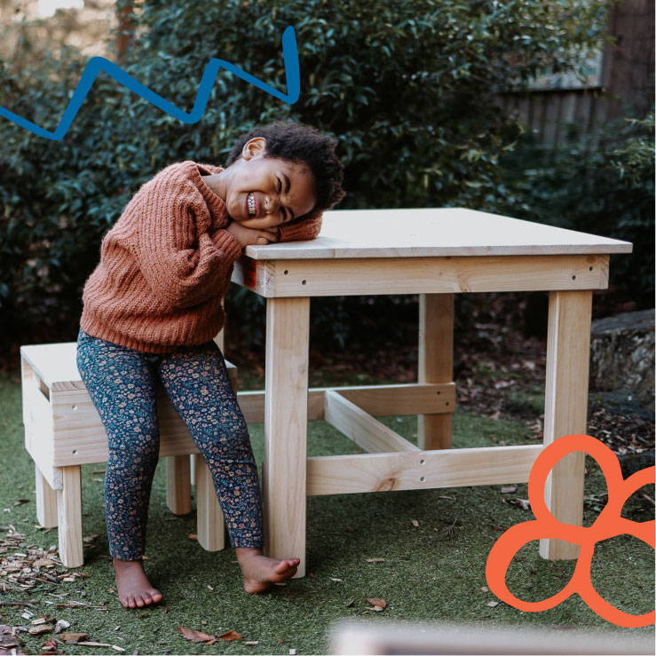 A kids' table and stool for children