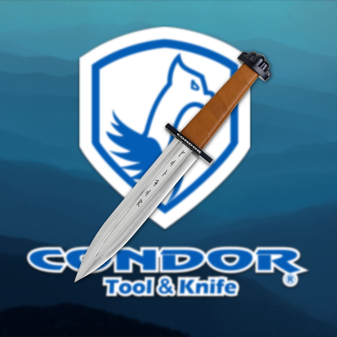 Logo of Condor Tool & Knife with a dagger illustration.