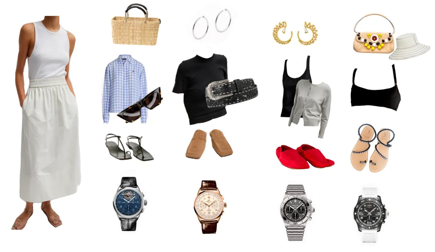 Fashion collage featuring clothing, accessories, and shoes for styling options.