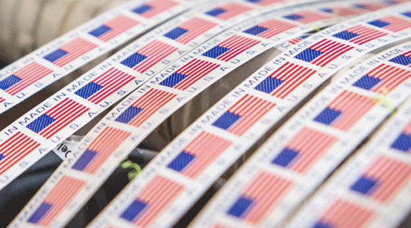 Made in USA stickers that go on our products