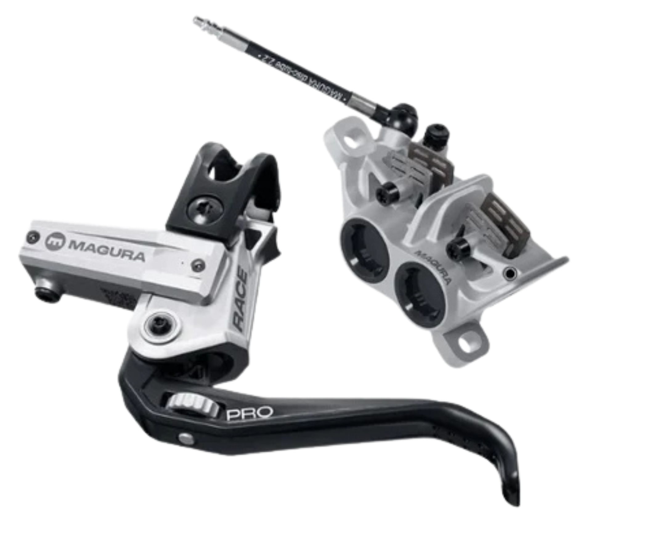 Bicycle brake components including lever and caliper.