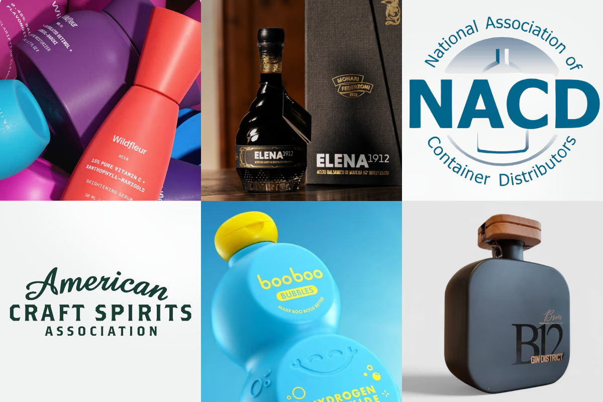 Various beverage bottles and logos from American Craft Spirits Association and NACD.