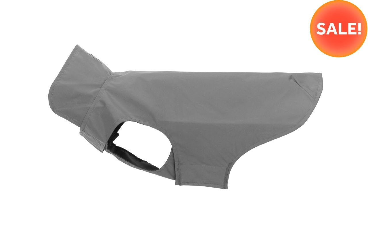 Silver Starling Reflective dog jacket with a sale tag in the corner.