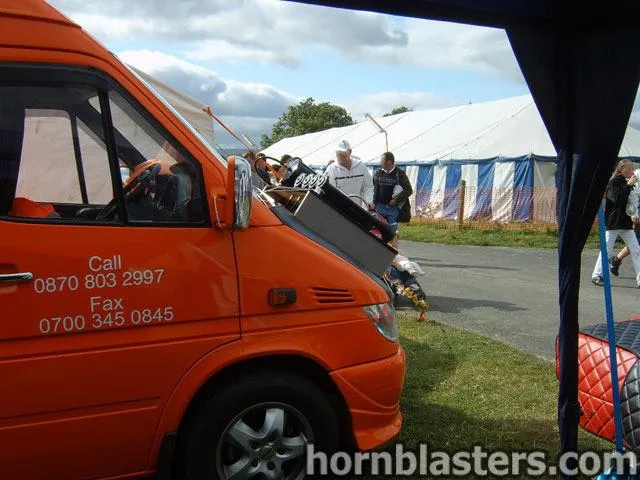Close-up of Conductor's Special 232 train horn bells on 2003 Mercedes-Benz Sprinter HornBlasters gallery photo 3