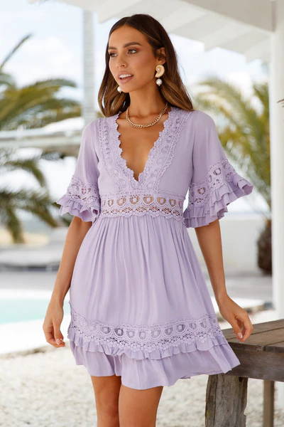 Lavender dress  Lavender outfit, Lavender dress outfit, Purple outfits