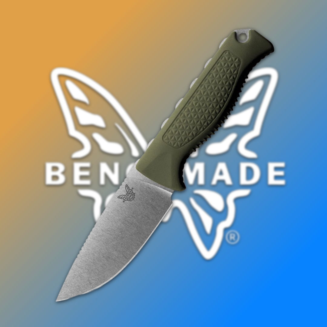 A knife with a green handle against a gradient background.
