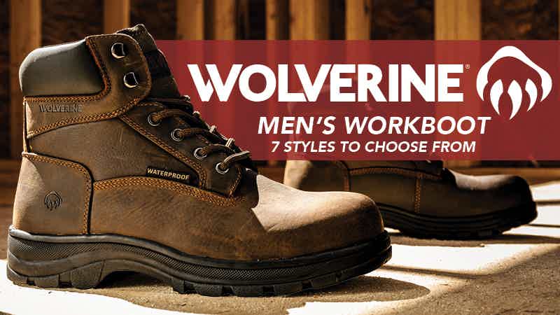 picture of a Wolverine work boots with Wolverine logo and text 