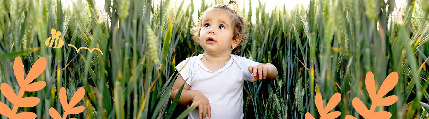 Baby in a field of grass