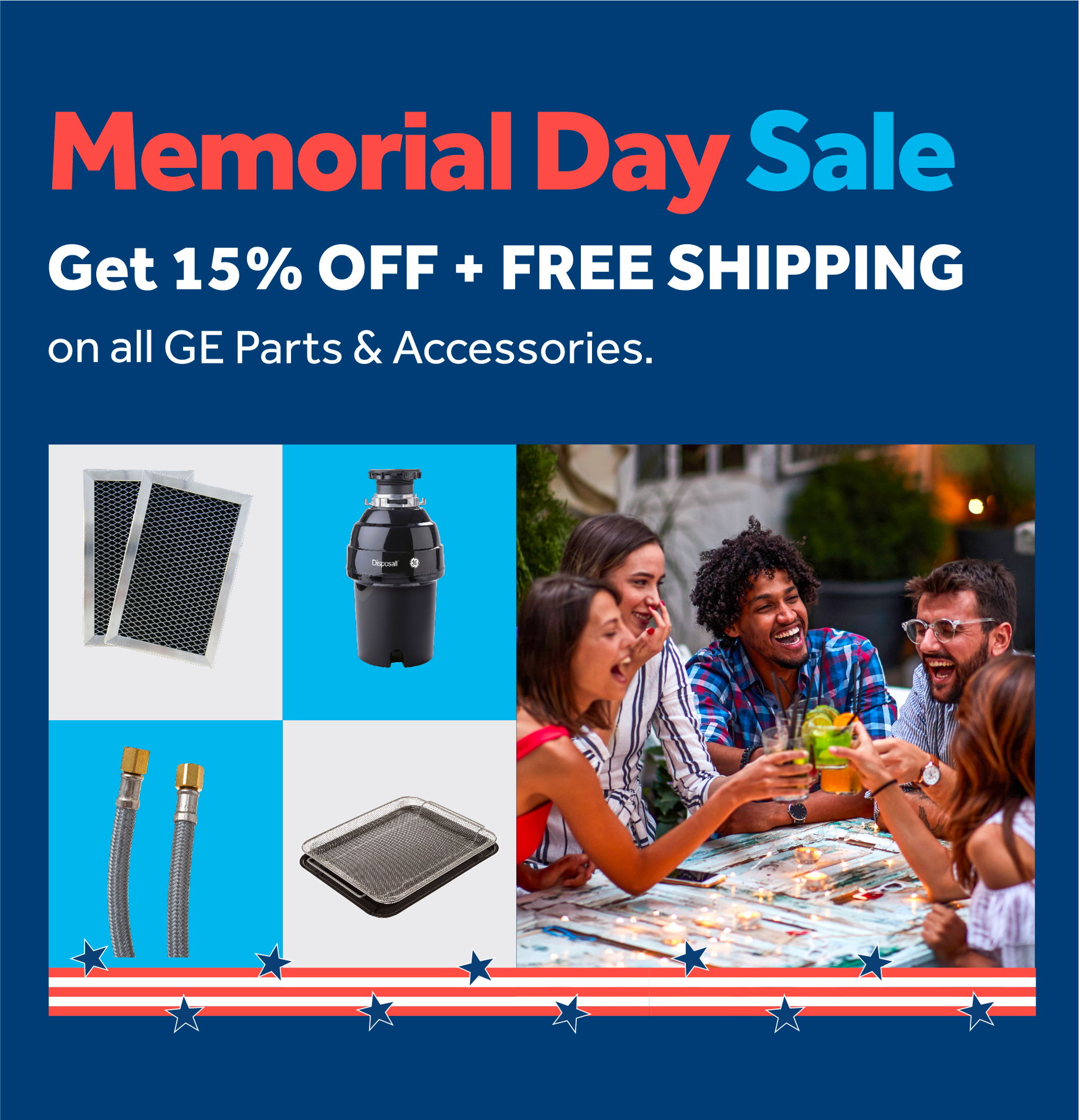 Memorial Day Sale with discounts on GE Parts and Accessories.