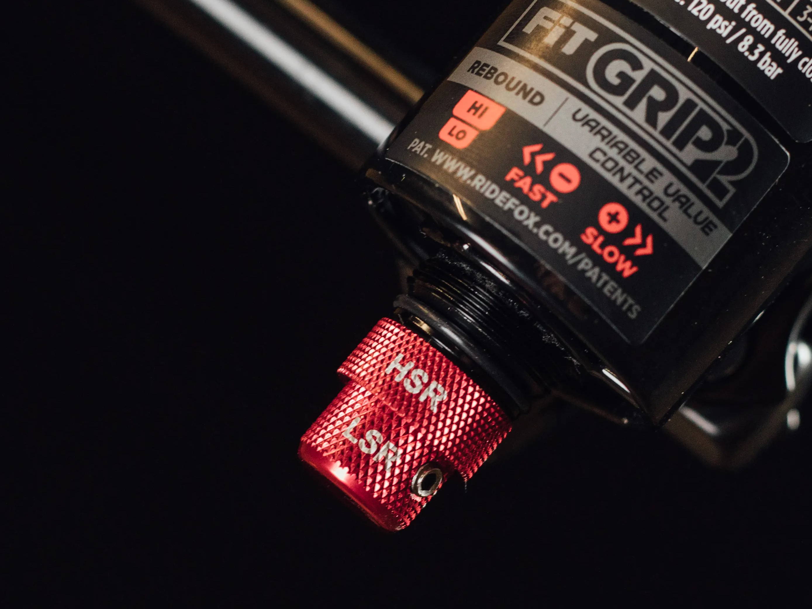 Fox Factory 36 in detail of high speed rebound and low speed rebound  of the grip2 damper
