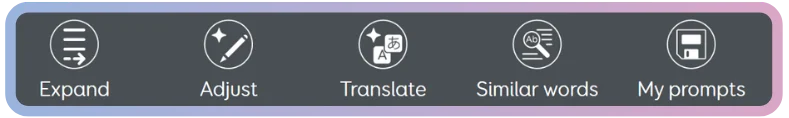 Toolbar with options: Expand, Adjust, Translate, Similar words, My projects.