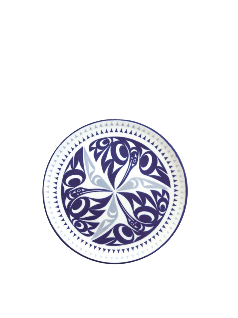 Porcelain Art Plate - Hummingbird (Yellow)