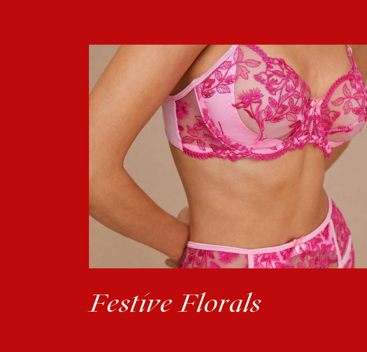 pink garter belt lingerie set for holiday