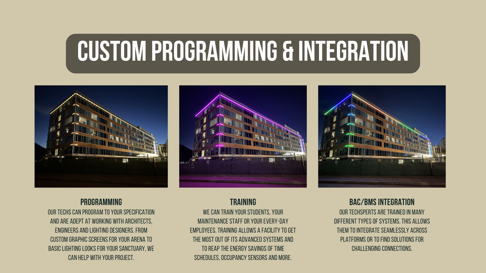 Knight Sound & Lighting can help with your custom lighting projects.