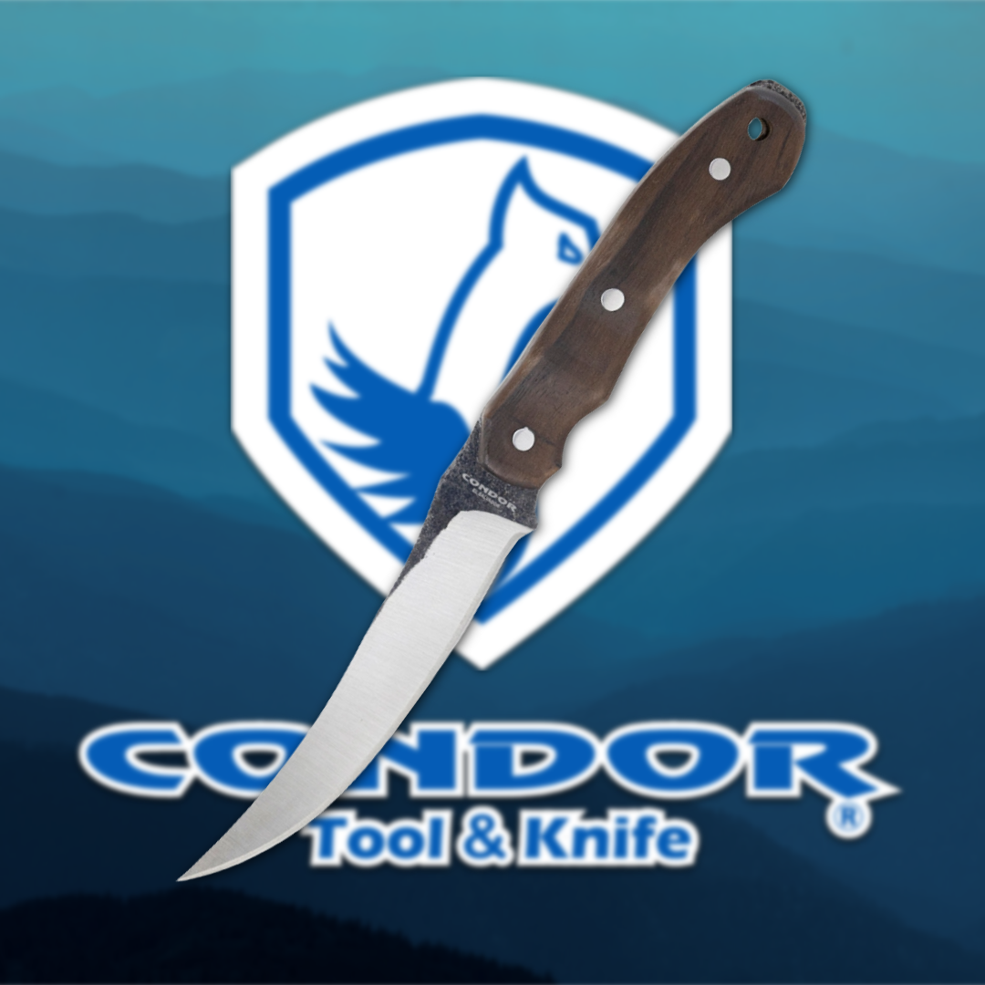 Logo of Condor Tool & Knife with a knife in the foreground.
