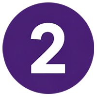 Purple circle with the number two in white font.