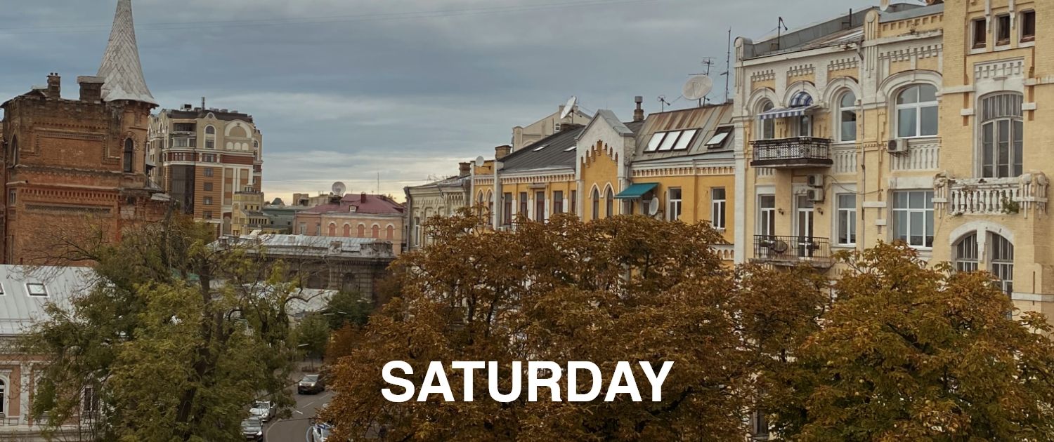 Cityscape with buildings and the word 
