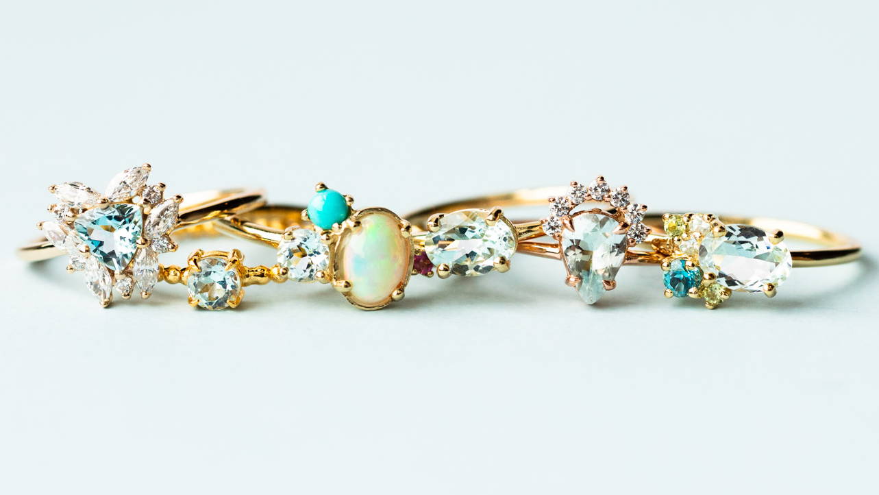 Aquamarine rings from Local Eclectic