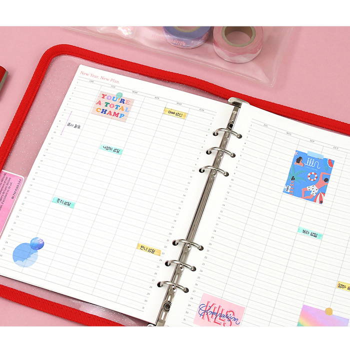 Yearly plan - Second Mansion Retro A5 6-ring dateless weekly diary planner