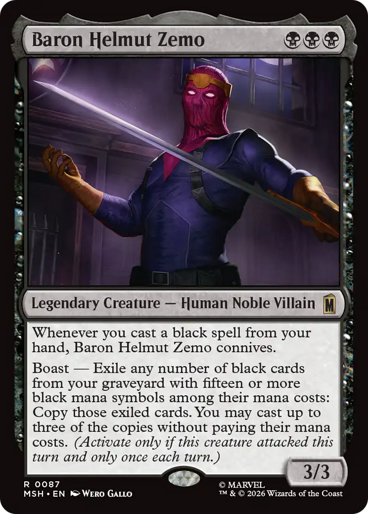The Baron Helmut Zemo trading card.