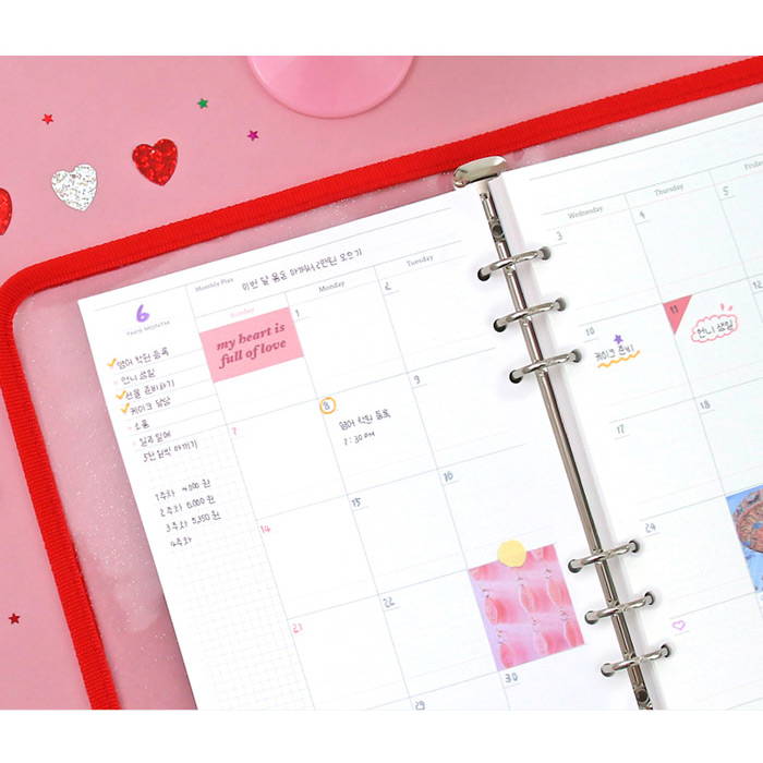 Monthly plan - Second Mansion Retro A5 6-ring dateless weekly diary planner