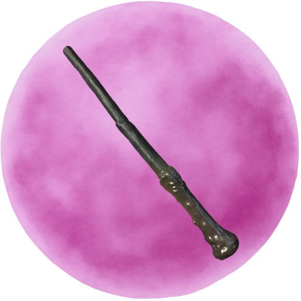 A pink circle with a Harry Potter Wand. Click to shop all Book Week Wands and Wings.