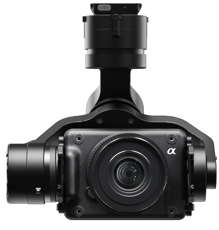 Black camera with multiple lenses and a sleek design.