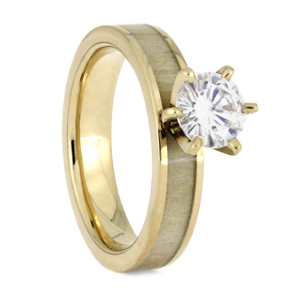 Moissanite Engagement Ring with Wood Inlay
