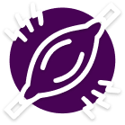 Illustration of a muscle with strain lines on a purple background.