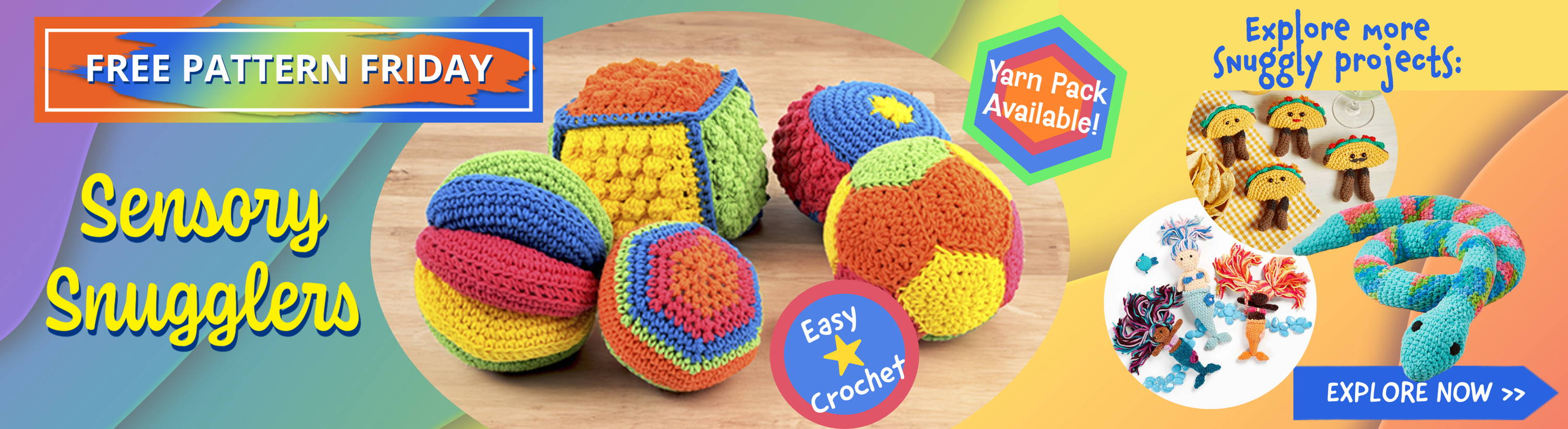 Free Pattern Friday! Sensory Snugglers and more Snuggly projects to explore! Image: Sensory Snugglers (Easy Crochet) Kit.