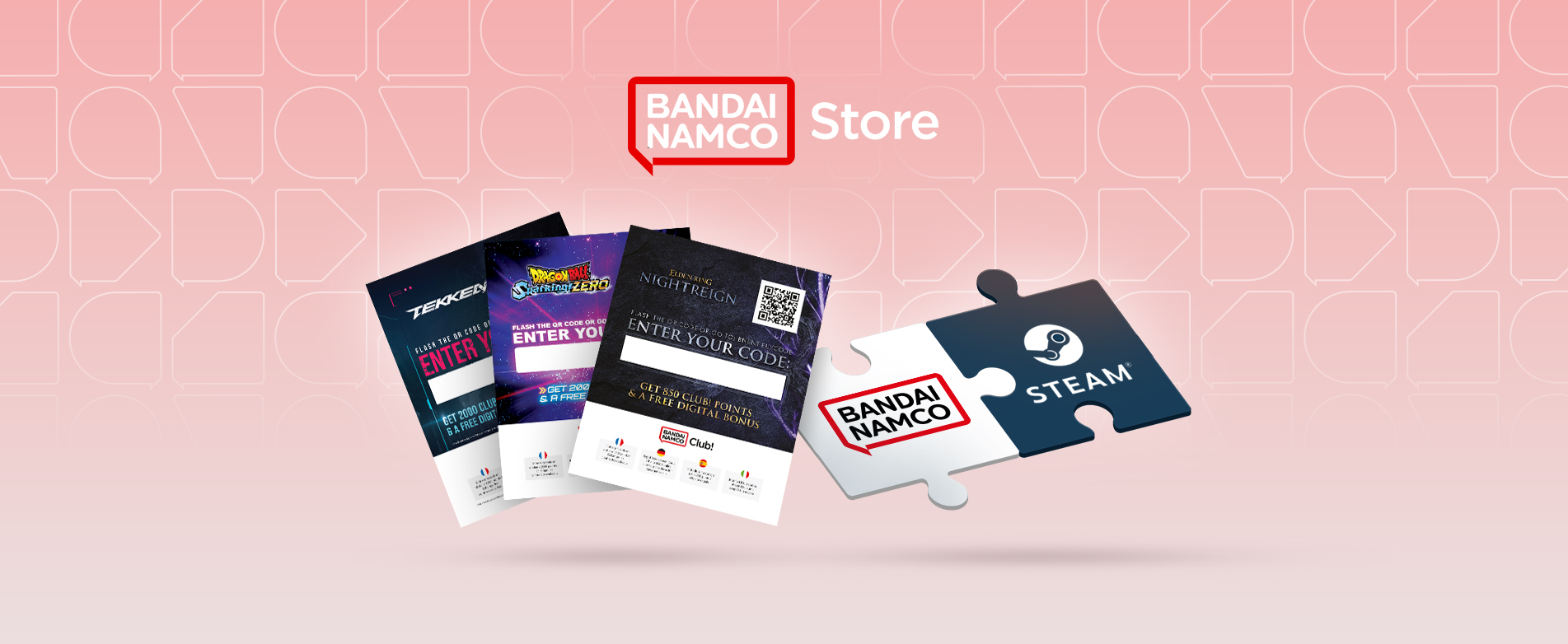Various digital cards and a puzzle piece on a light background.