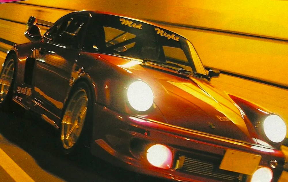 Art Poster Porsche 911 Carrera Car Mountain Road at Night