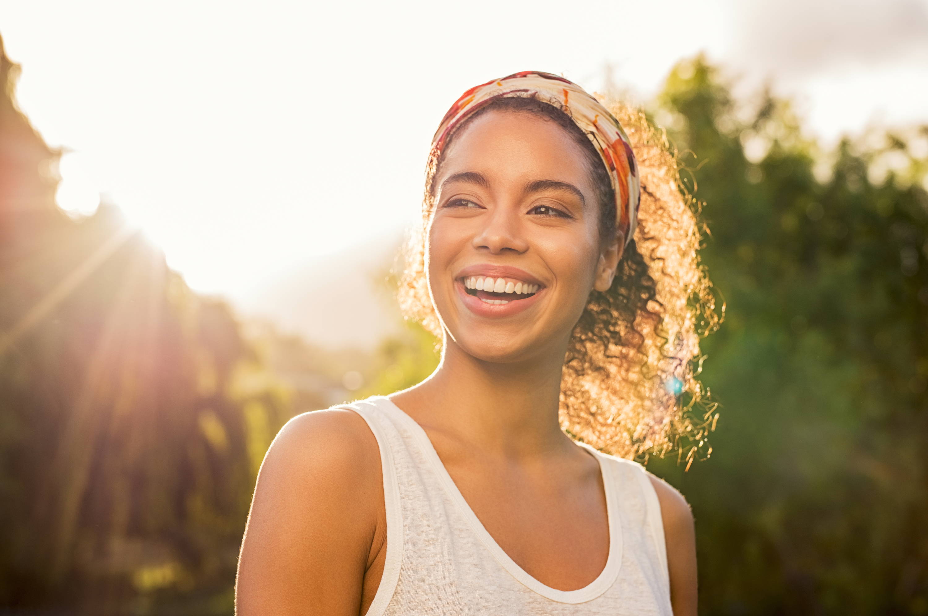 Woman smiling in sunshine