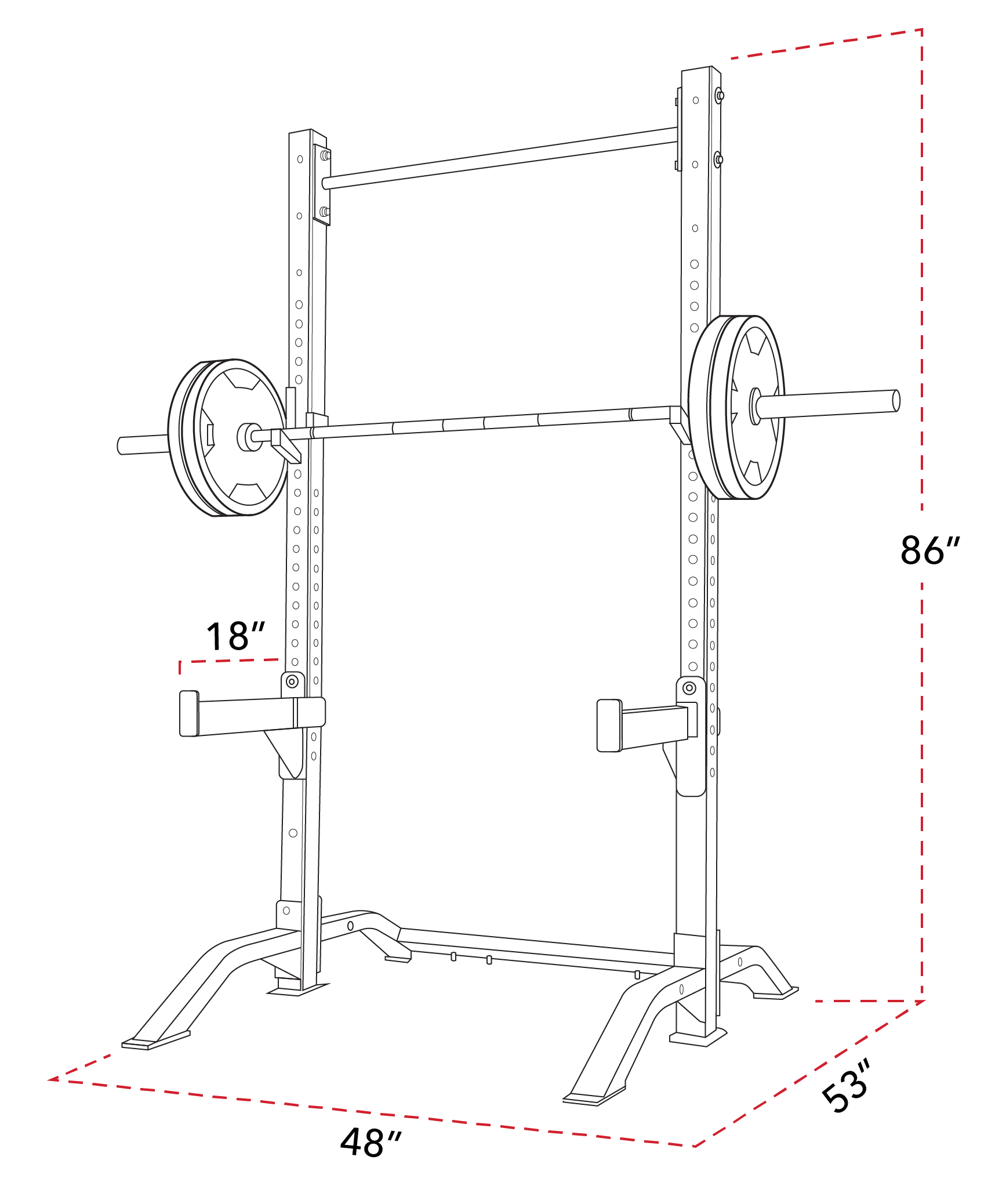 Product Diagram: Athletic NX Squat Stand