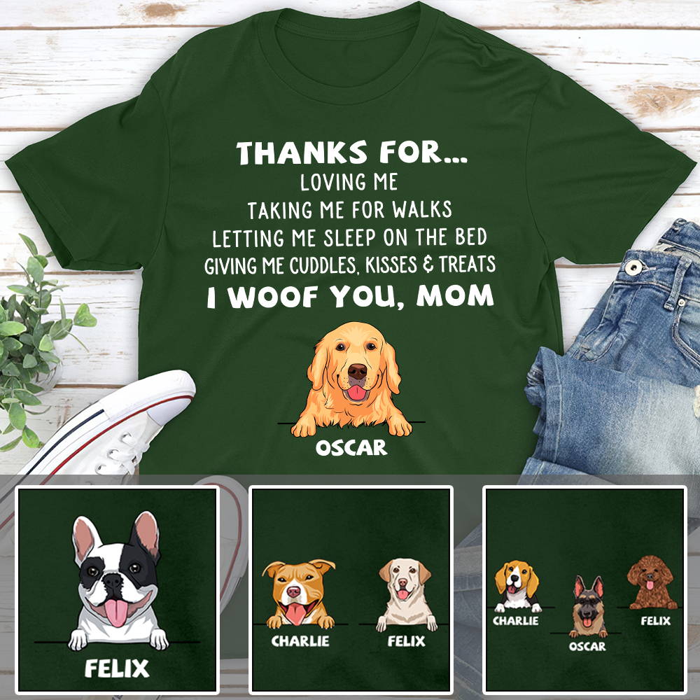 DOG THANKS FOR... - PERSONALIZED CUSTOM UNISEX T-SHIRT