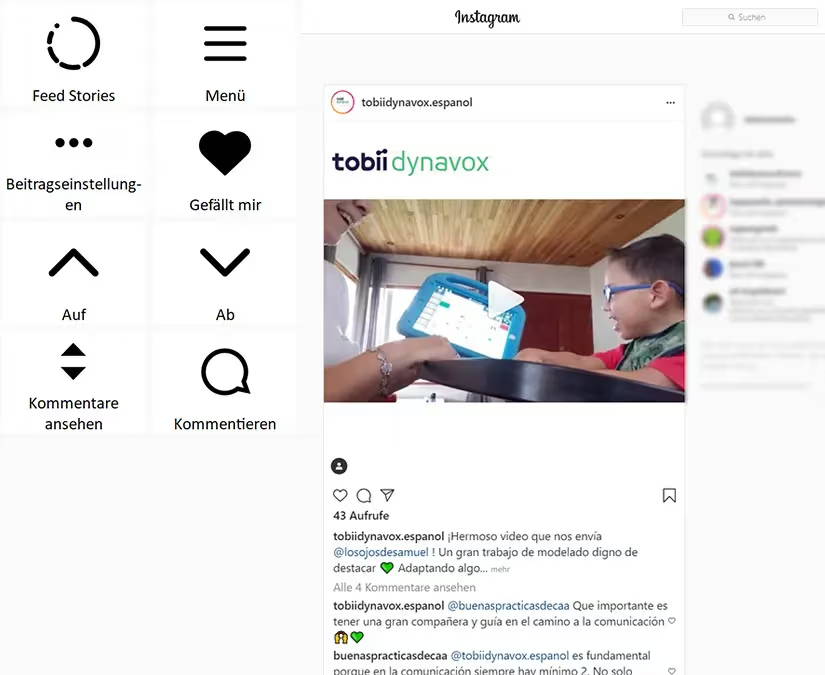 Accessible Instagram von Tobii Dynavox via Communicator 5 „Accessible Apps” 