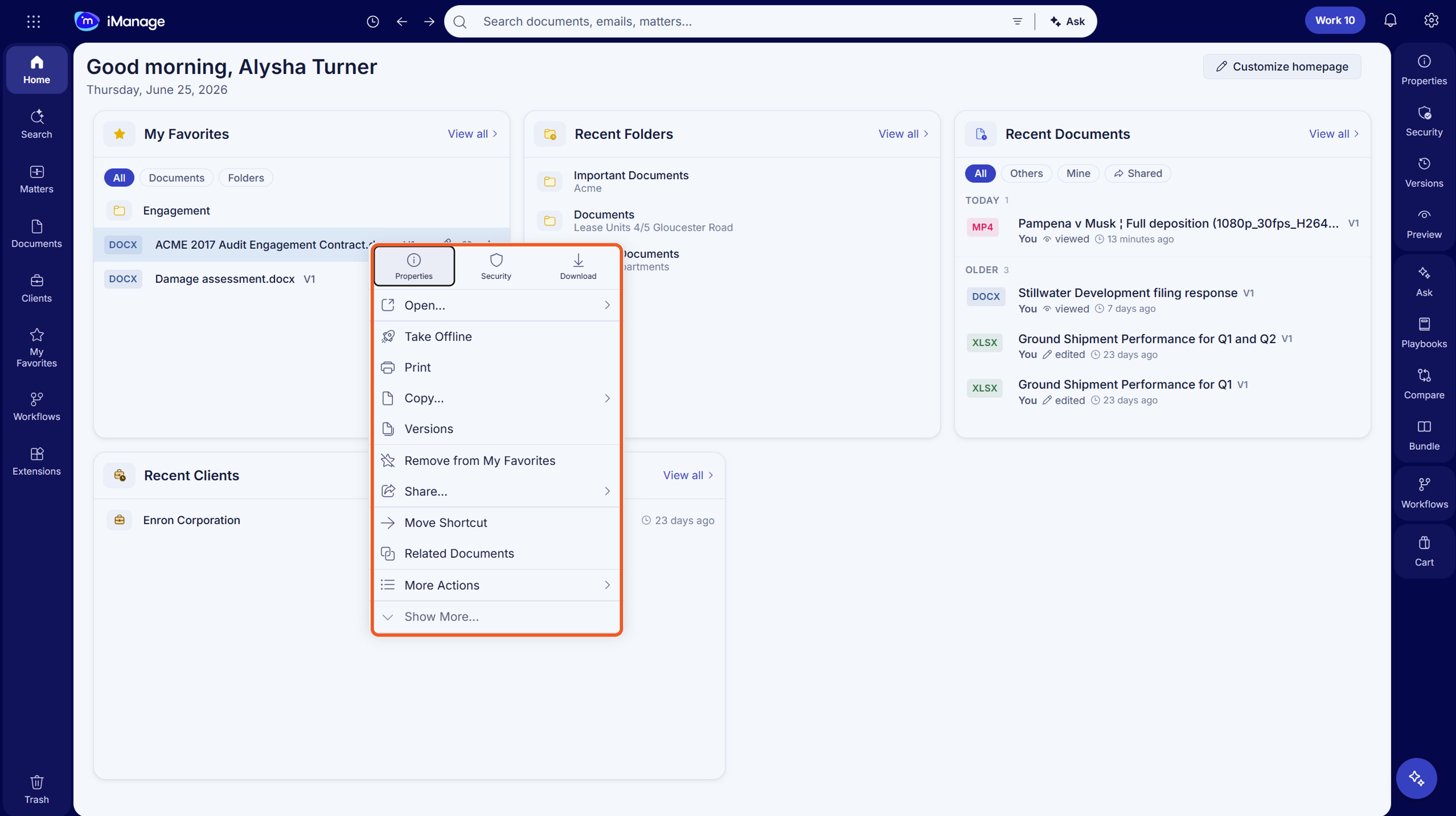 Dropdown menu options in a web application interface.