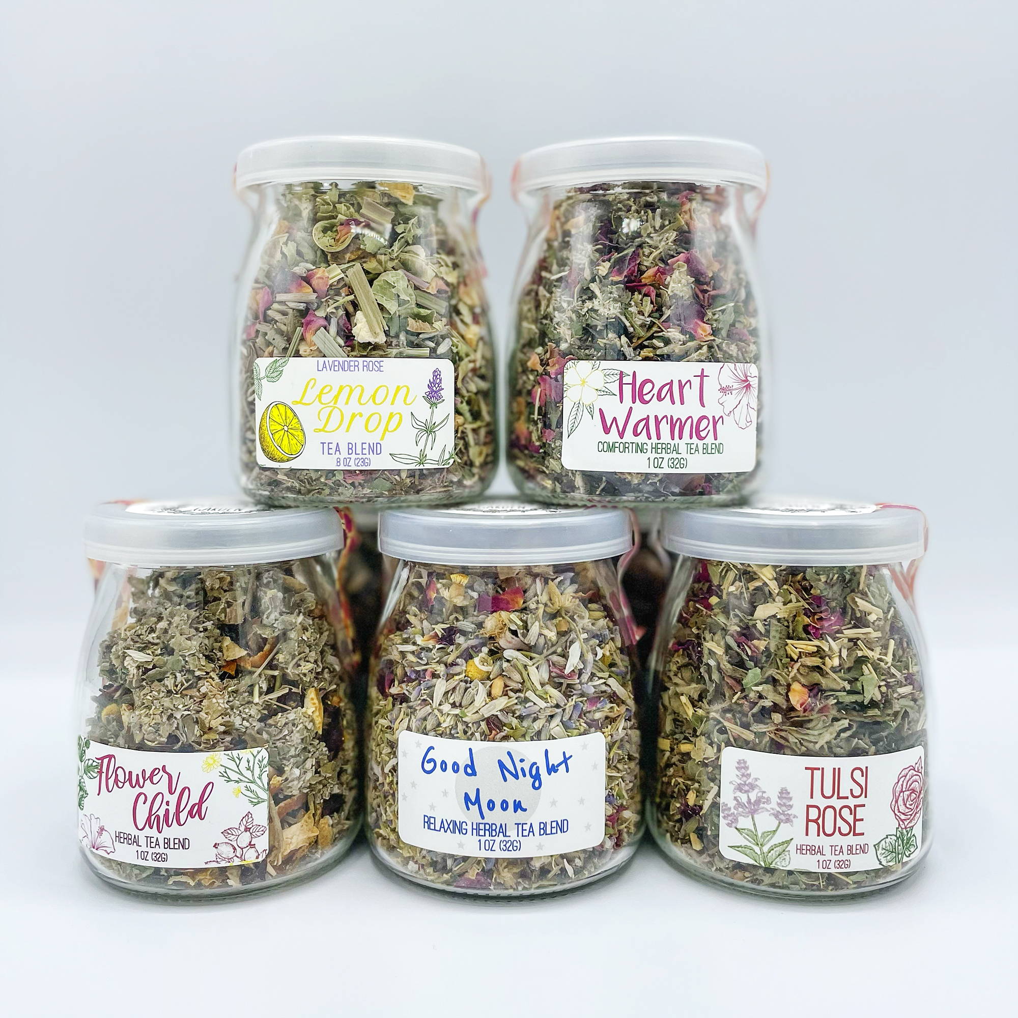 Jars of herbal teas