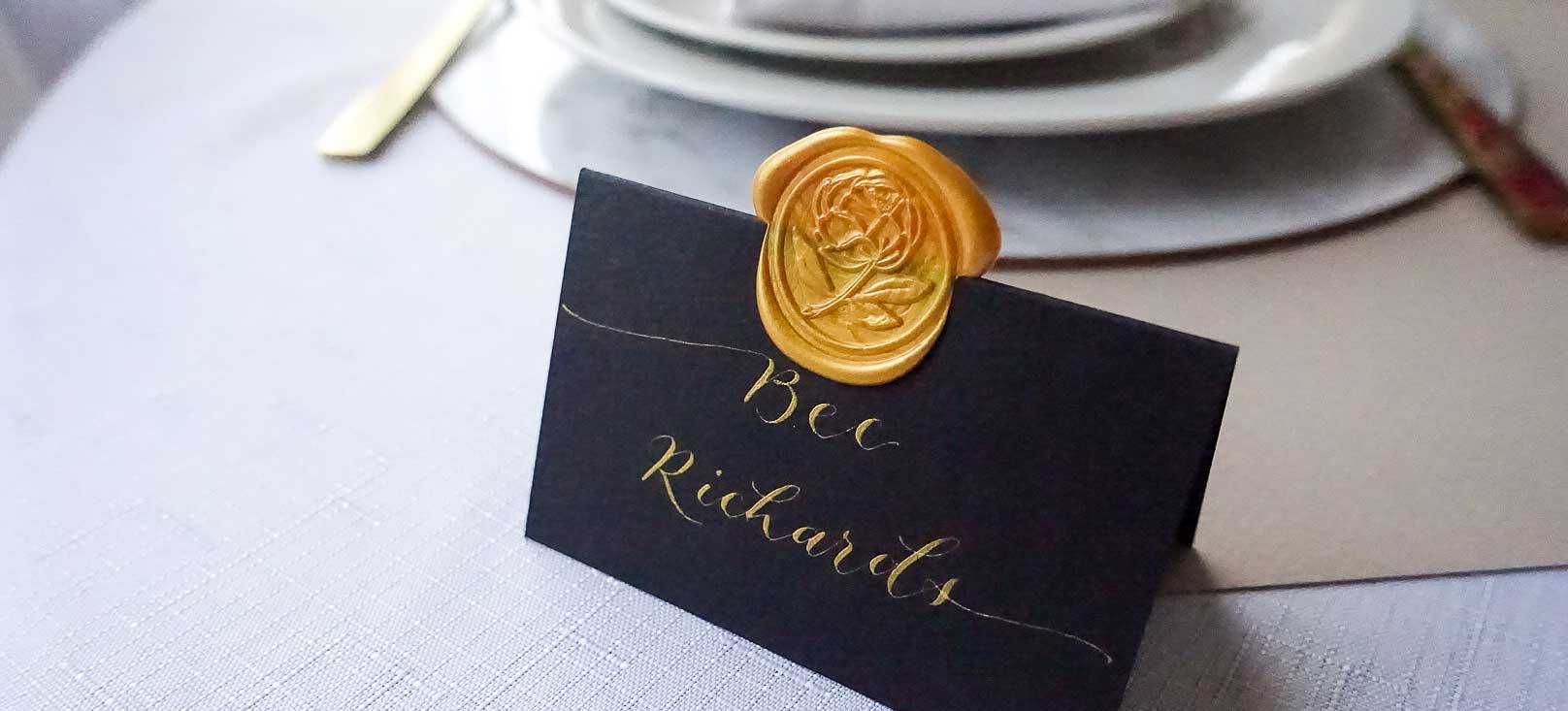 Wedding place card with wax seal