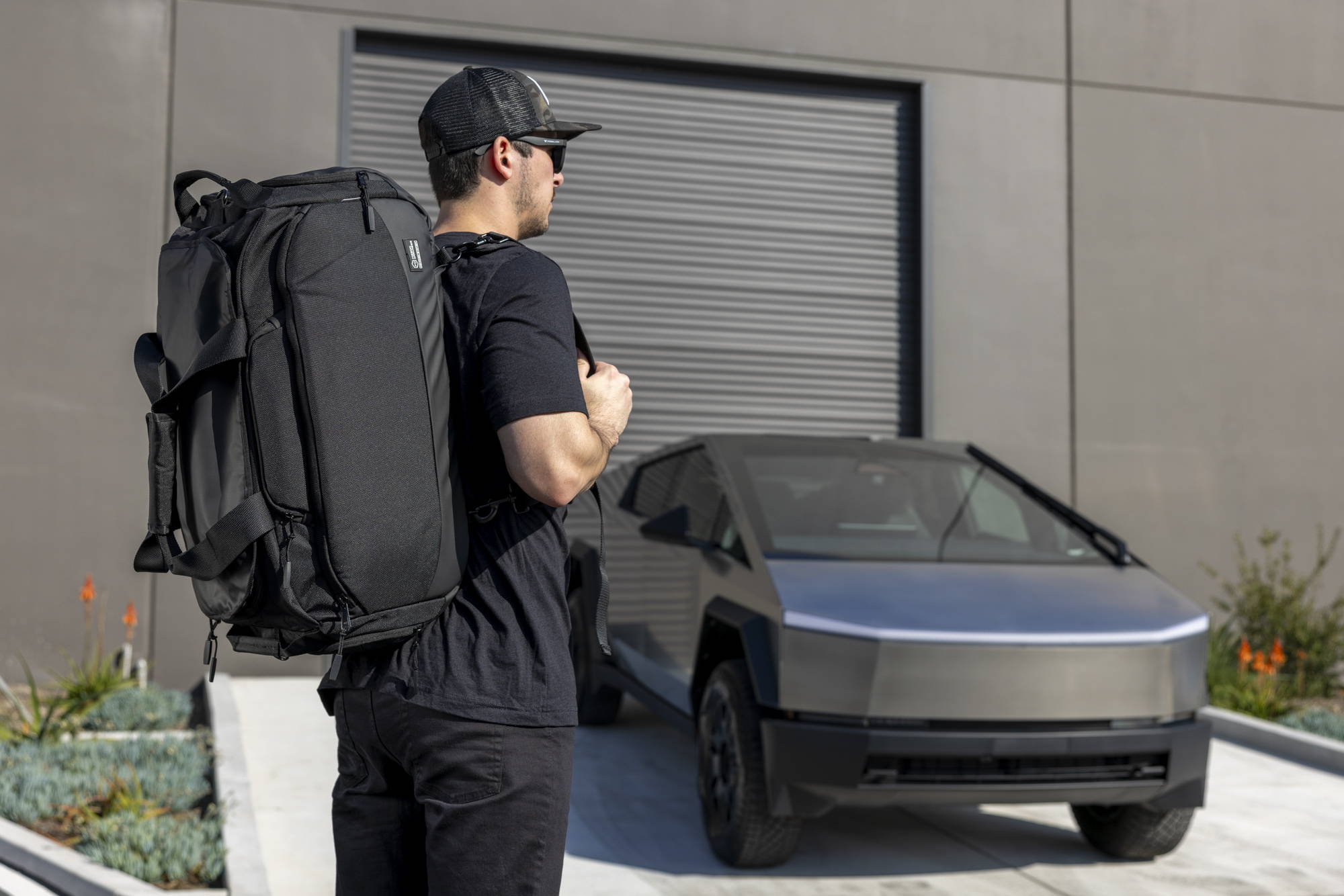 Mission Darkness Disconnect Faraday Duffel Bag with Tesla Cybertruck