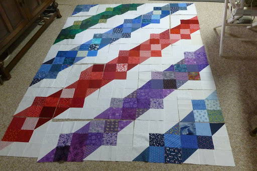 Quilt Assembly of a quilt top on the floor