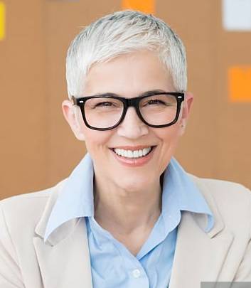 Old woman wearing Grace Grey, Square Grey Acetate Glasses 