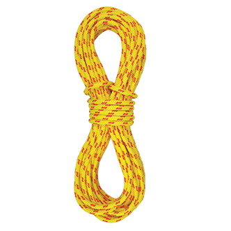 Yellow water rescue rope wrapped