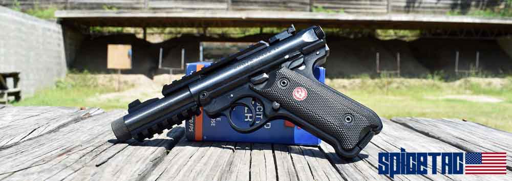 Ruger Mark IV Tactical 22LR rimfire pistol at the range