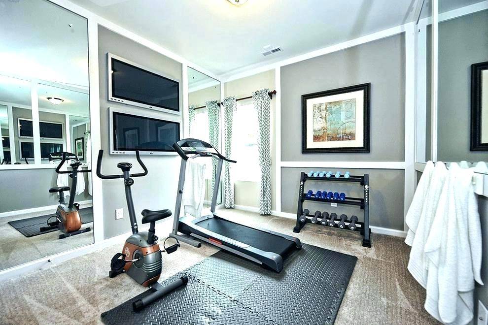 Home gym mirrored wall