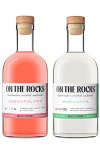 Two bottles of ready-to-drink cocktails: Cosmopolitan and Margarita.