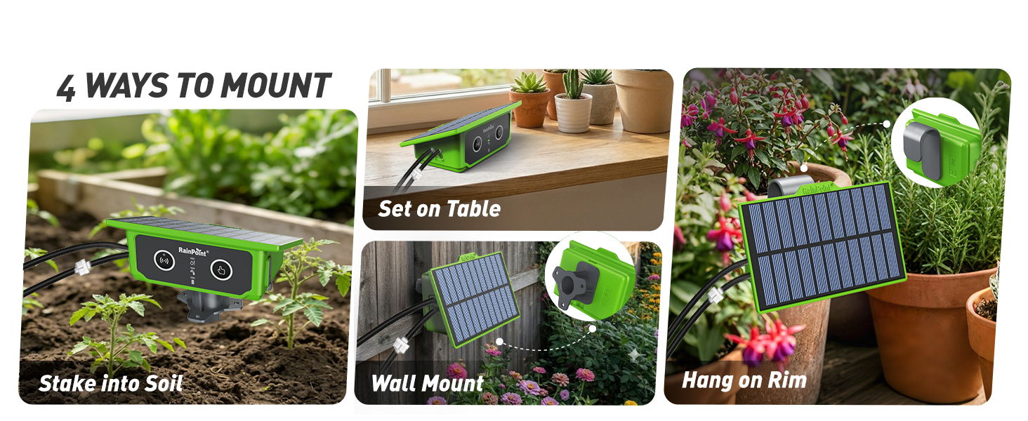 Four ways to mount a solar device.
