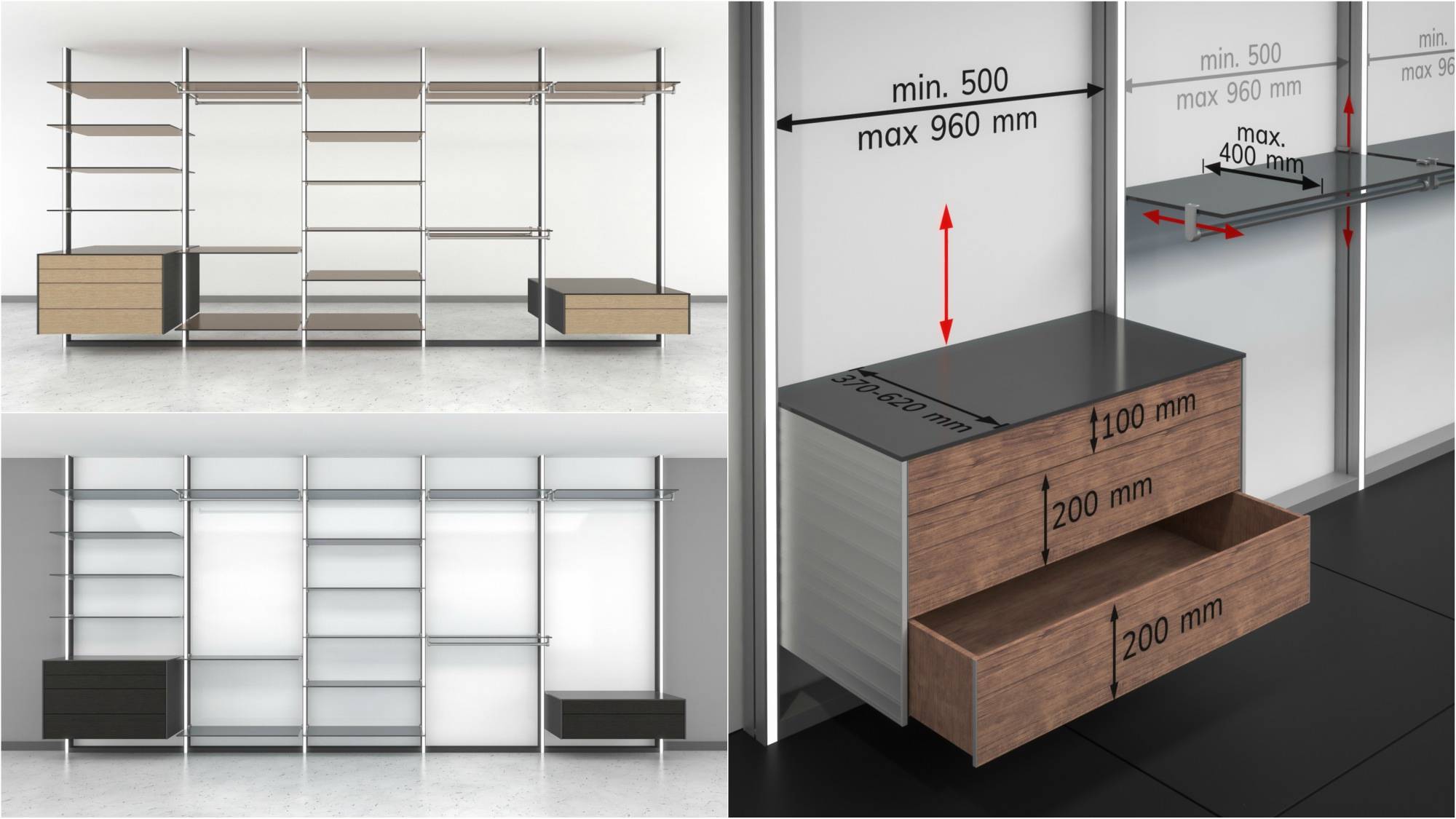 Dress Wall Modular Walk In Closet System Portapivot